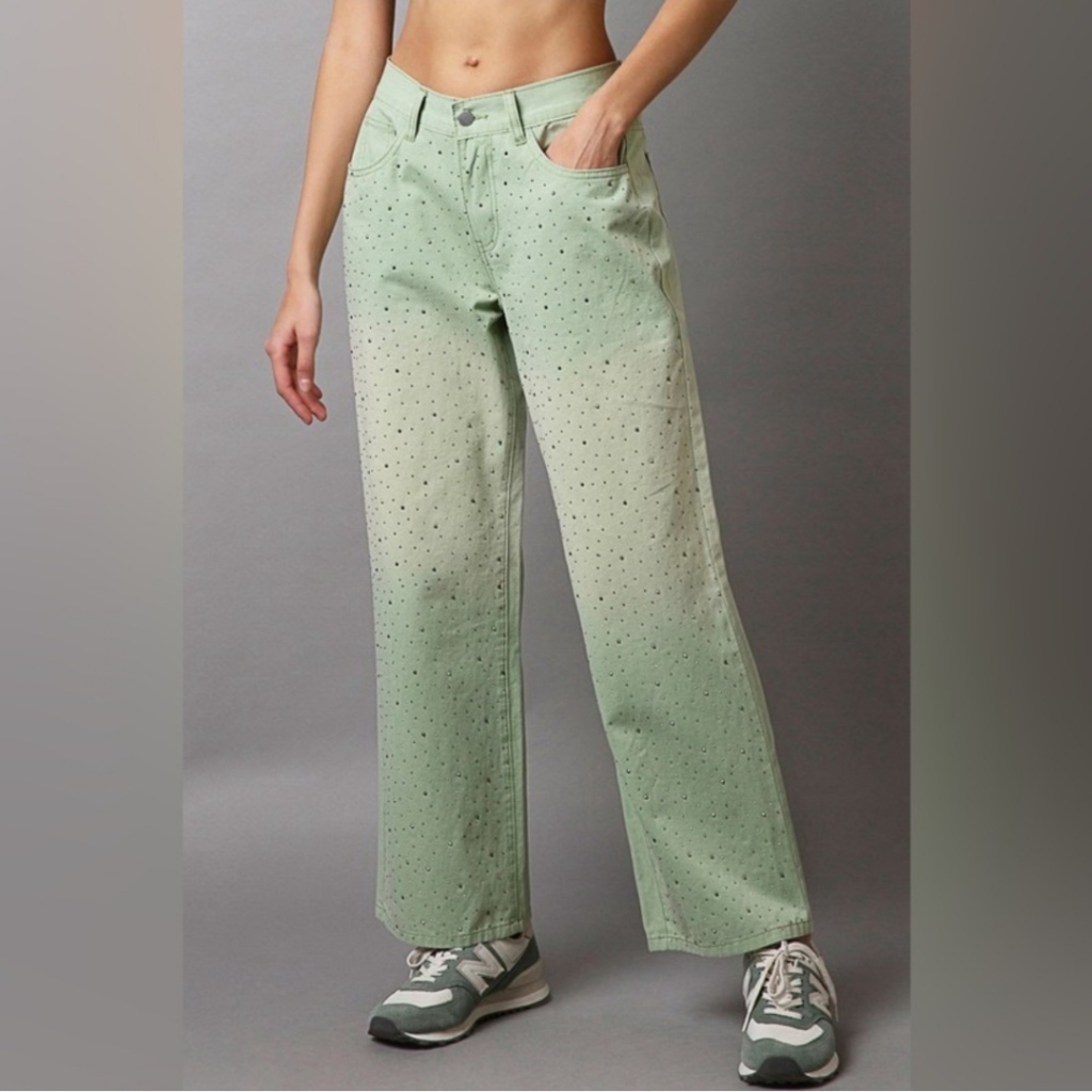 Pol Embellishments Gradient Wide Leg Pants Sz M Nwot